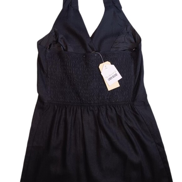 Monteau Womens XS Halter Dress Black Linen Blend Button Down Ladies XS - Picture 11 of 11